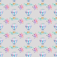 Seamless Watercolor Pattern with balloons