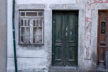 Derelict Window And Door, Wooden And Weathered, Braga, Portugal 