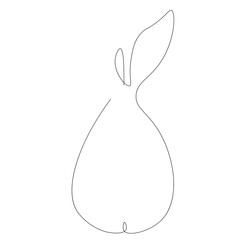 Pear fruit line drawing. Vector illustration