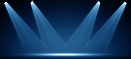 Obraz premium Spotlights illuminate empty stage