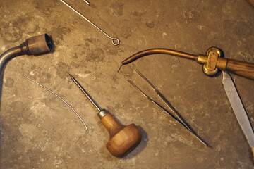 Kit of assorted instruments used by a professional jeweler