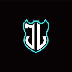J L initial logo design with shield shape