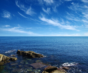  the blue sea and rocks