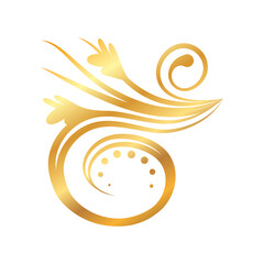 golden floral ornament on white background