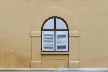 Fototapeta premium Old white wooden windows. Vintage background.