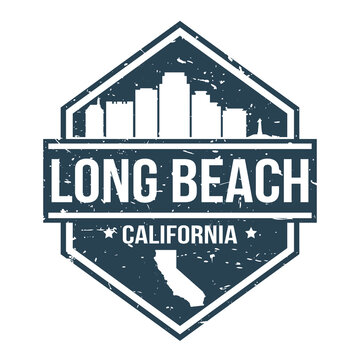 Long Beach California Travel Stamp Icon Skyline City Design Tourism Badge Rubber.