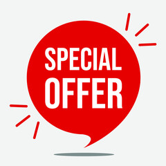 Special Offer banner on a gray background. Red bubble concept vector.