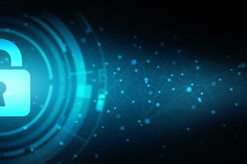 2d illustration Safety concept: Closed Padlock on digital background
