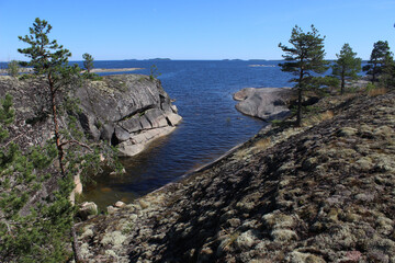 rocky shore of lake Ladoga