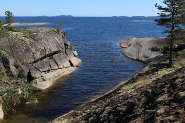 rocky coast of the lake