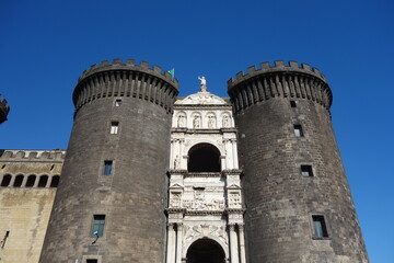 Fototapeta na wymiar The Castel Nuovo or Maschio Angioino, a seat of medieval kings of Naples