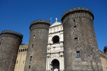 Fototapeta na wymiar The Castel Nuovo or Maschio Angioino, a seat of medieval kings of Naples