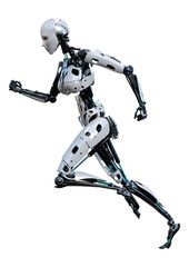 3D Rendering Female Robot on White