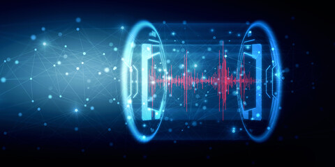 2d illustration Abstract futuristic electronic circuit technology background