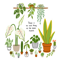 Fototapeta na wymiar There is no such thing as too many plants, vector illustration