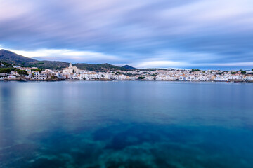 Blue morning at the Mediterranean Sea, the beautiful town of Cadaquès (Alt Emporda, Catalonia, Spain)