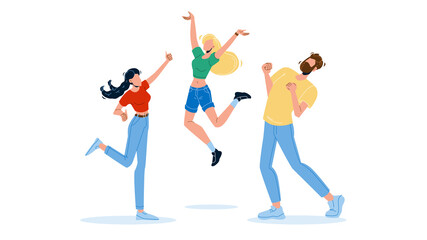 Happy People Jumping Enthusiasm Emotion Vector Illustration