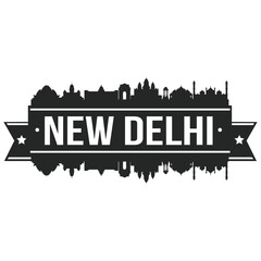 New Delhi Skyline Stamp Silhouette Vector City Design landmark Stencil.