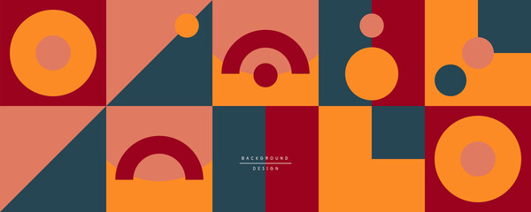 Fototapeta premium Neo memphis geometric pattern with circles, squares and lines. Pop art abstract background for covers, banners, flyers and posters and other templates