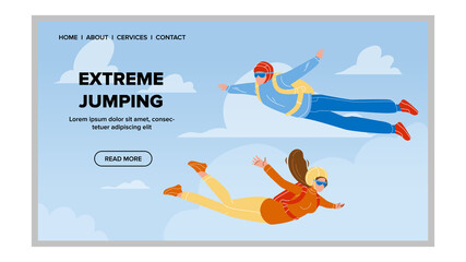 Extreme Jumping From Plane With Parachute Vector