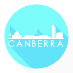 Canberra Australia Oceania Flat Icon Skyline Silhouette Design City Vector Art Famous Buildings.
