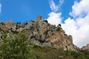 Fototapeta na wymiar The mountain on which stands the impregnable castle of Saint Hilarion - the ancient residence of the kings of Cyprus. Cyprus.