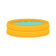 Inflate backyard pool baby plastic flat vector. Portable rubber pool cartoon