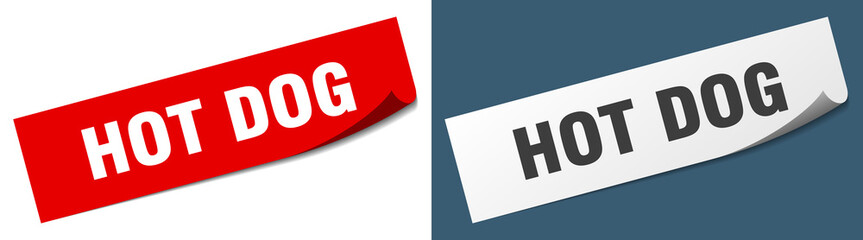 hot dog paper peeler sign set. hot dog sticker