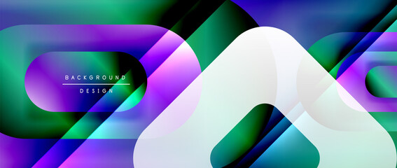 Vector geometric abstract background with lines and modern forms. Fluid gradient with abstract round shapes and shadow and light effects