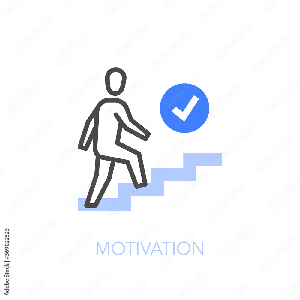 Poster motivation symbol with a person walking up the stairs to his goal. easy to use for your website or p