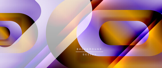 Vector geometric abstract background with lines and modern forms. Fluid gradient with abstract round shapes and shadow and light effects