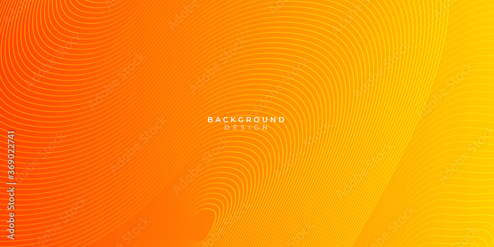 Wall mural orange abstract geometric background with curve wave lines