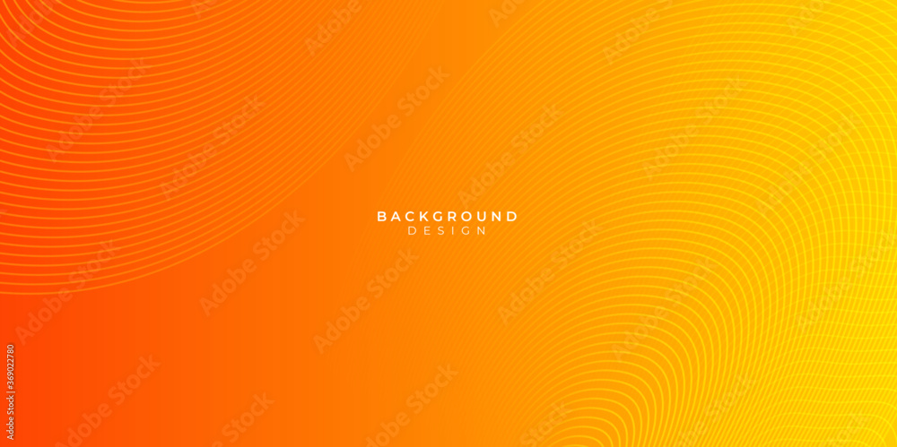 Wall mural orange abstract geometric background with curve wave lines