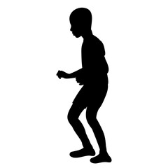 Fototapeta na wymiar black silhouette of a child playing