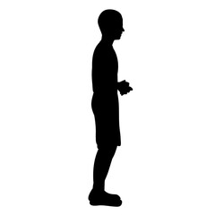 isolated black silhouette child boy standing