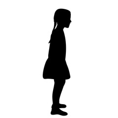  isolated black silhouette child girl standing