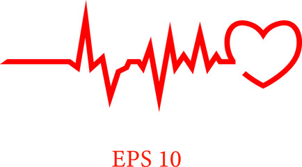 Heart and heartbeat symbol on reflective surface , Heart pulse, one line. Love heart beat. heart rhythm set, Electrocardiogram, ECG - EKG signal, Heart Beat pulse line concept design. 