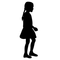 Fototapeta na wymiar vector isolated black silhouette child girl