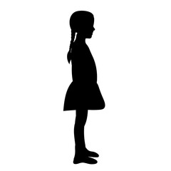 Fototapeta premium vector isolated black silhouette child girl on a white background