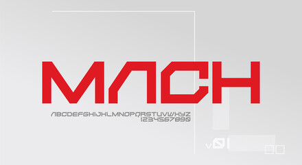 Mach, a bold and modern futuristic typeface alphabet font. vector illustration design