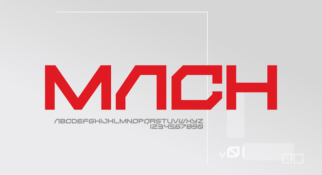 Mach, A Bold And Modern Futuristic Typeface Alphabet Font. Vector Illustration Design