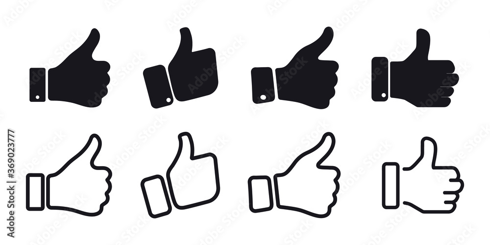 Poster thumbs up and thumbs down hands. like and dislike thumb button vector icon. ok and bad sign. like or