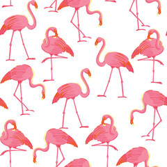 Tropical Flamingo Vector Seamless Pattern