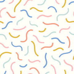 Abstract squiggle pattern design. Fun vector seamless repeat of wavy lines. - obrazy, fototapety, plakaty