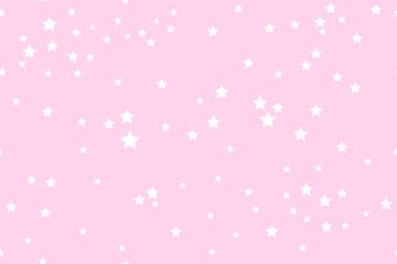 The stars are white on a gently pink background. Seamless vector pattern.