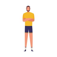Personal coach character in confident pose, flat vector illustration isolated.