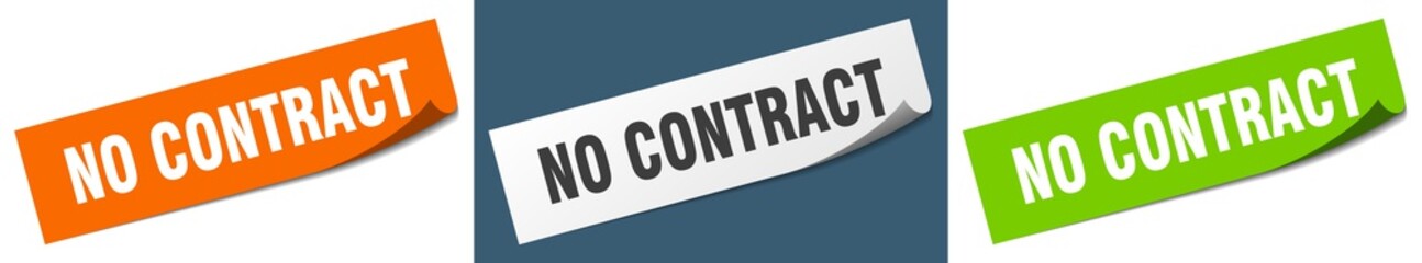 no contract paper peeler sign set. no contract sticker