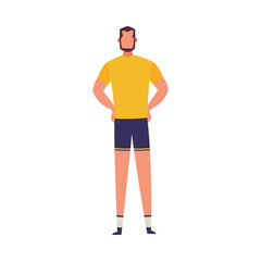 Man character - sportsman or personal coach, flat vector illustration isolated.