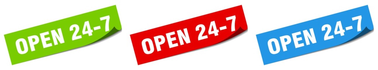 open 24 7 paper peeler sign set. open 24 7 sticker
