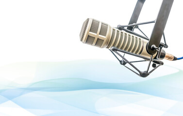 Background with professional microphone and copy space